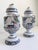 Pair of Mid-Century French Hand Painted Faience Urns With Ram Head Handles For Sale - Image 4 of 18