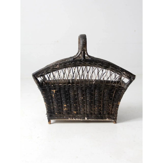 Early 20th Century Vintage Wicker Magazine Rack For Sale - Image 5 of 12