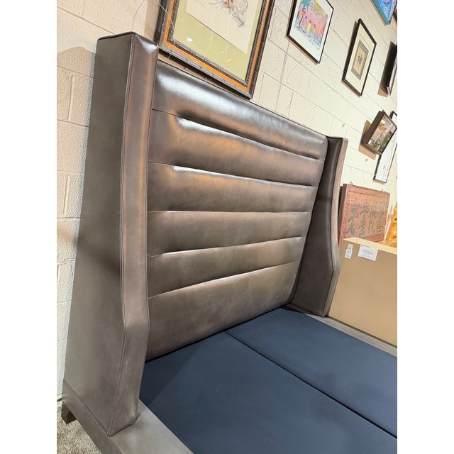 Contemporary Attribtued to Nathan Anthony Gray, Tufted, "August", Leather Queen Size Bed For Sale - Image 3 of 8