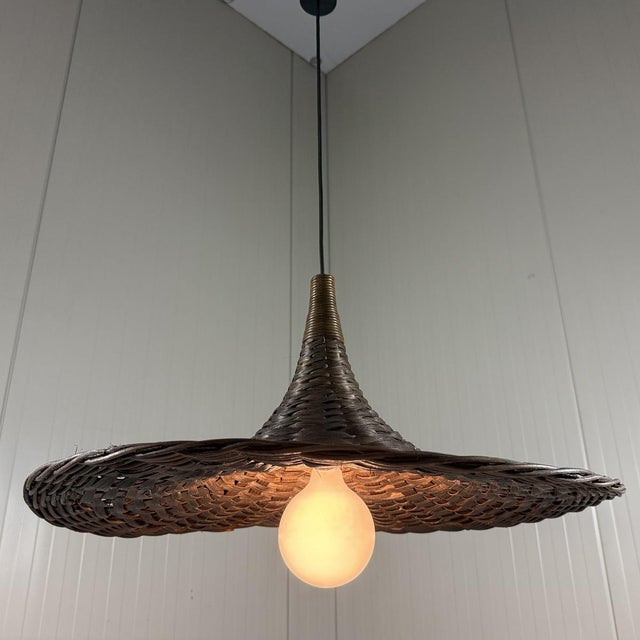 Vintage Rattan Wicker Hanging Lamp, 1960s For Sale - Image 16 of 17