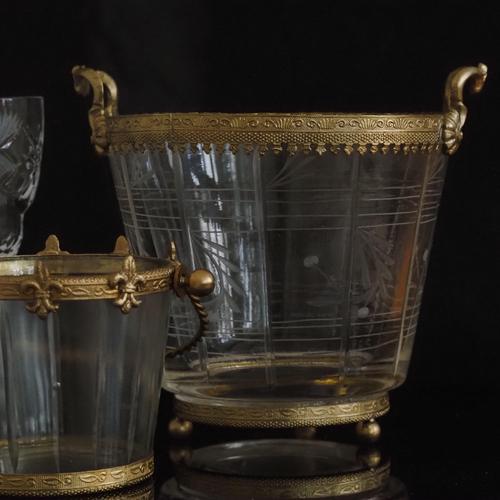 Glass Bowl with Metal Rim and Handles For Sale - Image 3 of 6