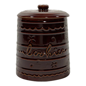 Vintage Marcrest Daisy & Dot Stoneware Cookie Jar & Lid, Circa 50s