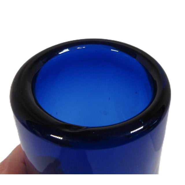 Mid-Century Blown Glass Vase Cobalt Blue 9" For Sale - Image 9 of 11