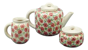 Art Deco Ceramic Service with Teapot, Milk Jug and Sugar Bowl from Rometti, Umberide, Italy, 1920s, Set of 3