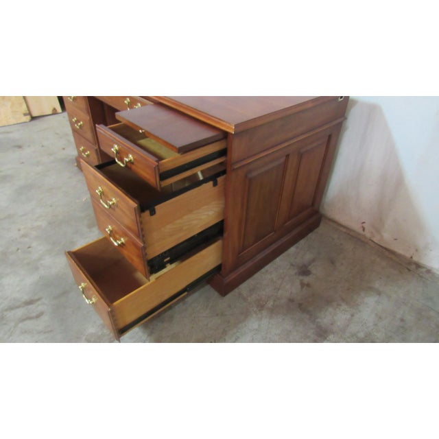 1980s Late 20th Century Henkel Harris Moore Executive Desk Cherry Rare File Cabinet For Sale - Image 5 of 11