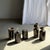 Contemporary Small Side Table in Black Petrified Wood with Beige Striations For Sale - Image 3 of 18
