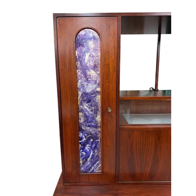 Vladimir Kagan Mid-Century Modern 2-Piece Kagan Style Dark Walnut Sideboard W/Bar Cabinet For Sale - Image 4 of 13