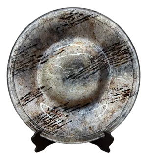 Large Glazed Grey & Black Handcrafted Mexican Charger Plate