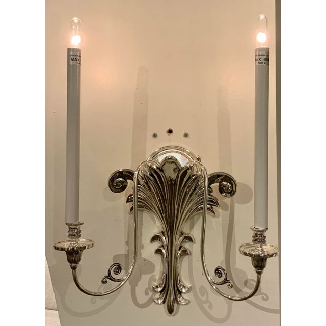 Myran Allan Luxury Lighting Neoclassical Style Antique Silver Finished Bronze Wall Sconces Pair For Sale In Atlanta - Image 6 of 7
