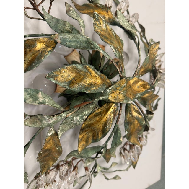Goldenrod Large Tole Florentine Flushmount, 1960s For Sale - Image 8 of 15