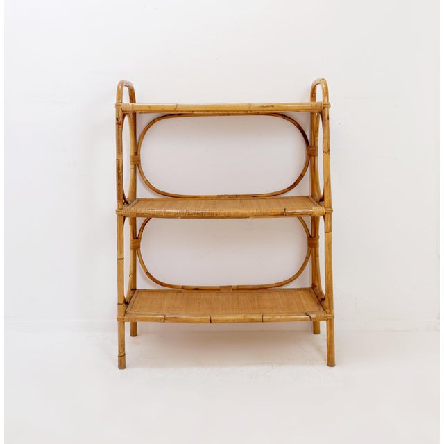 Vintage Bohemian Style Three-Tier Rattan Shelf, 1960s For Sale - Image 8 of 15