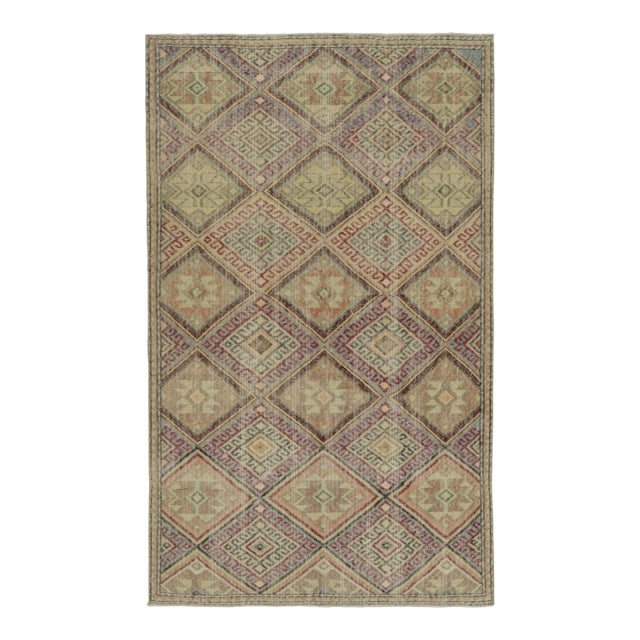 Vintage Zeki Müren Rug in Polychromatic Geometric Pattern, by Rug & Kilim For Sale