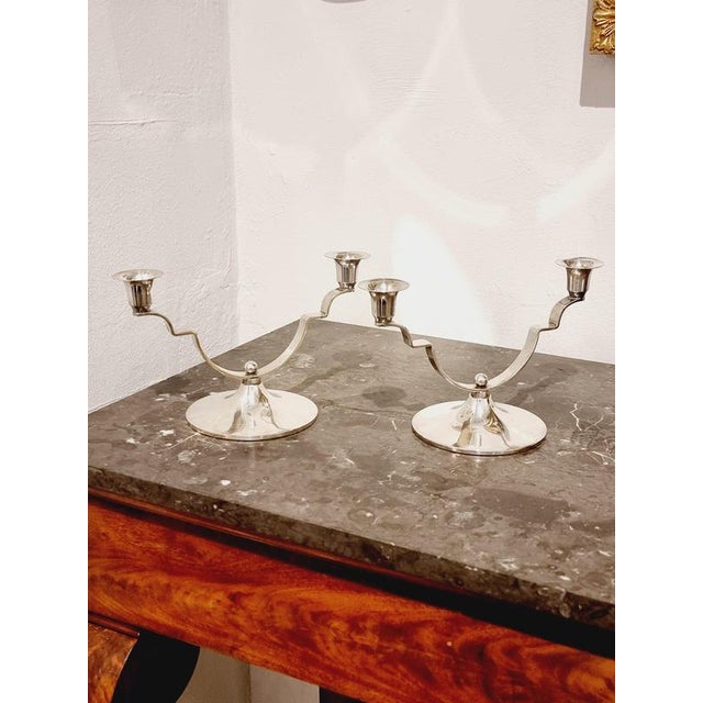 Metal Danish Candleholders by Dana DFA, 1890s, Set of 2 For Sale - Image 7 of 8