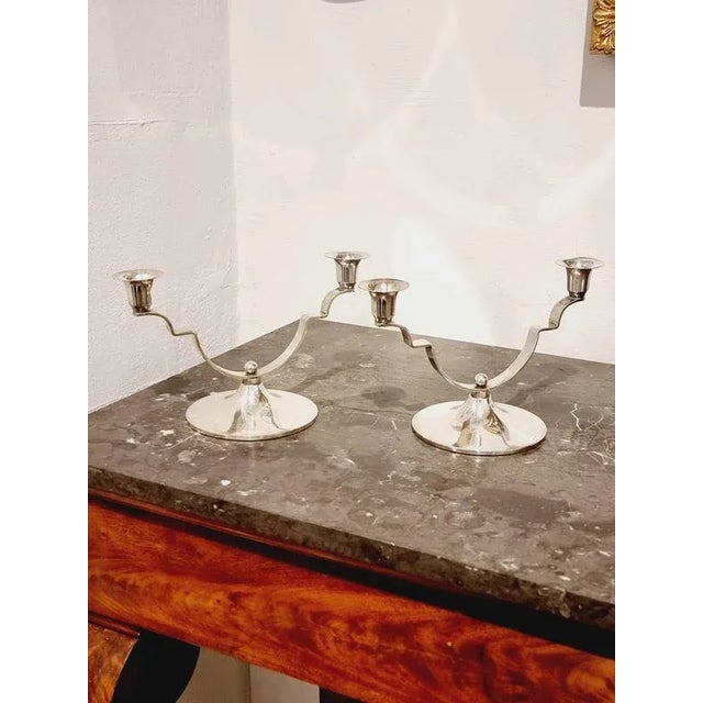 Metal Danish Candleholders by Dana DFA, 1950s, Set of 2 For Sale - Image 7 of 8