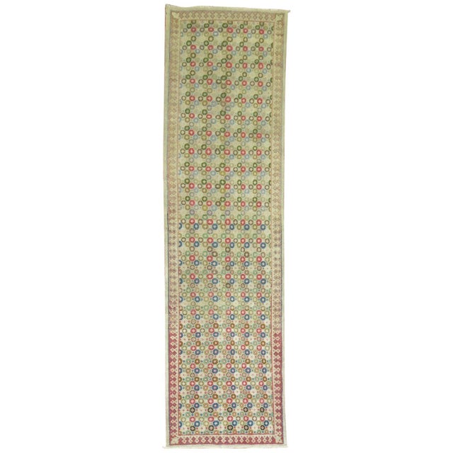 Fun Vintage Turkish Anatolian runner with a repetitive all-over design. 3' x 10'4''