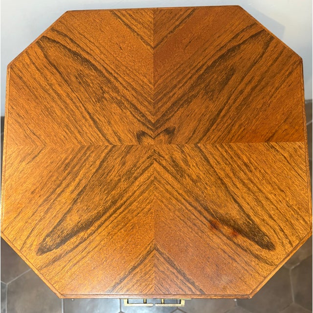 Late 20th Century Mid Twentieth Century Attributed to Founders Furniture Mozambique Octagonal End Table With Brass Hardware For Sale - Image 5 of 15