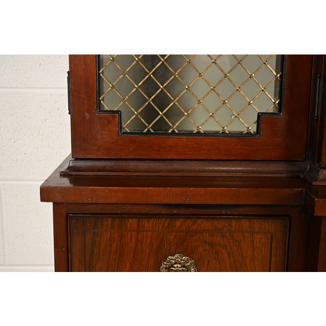 Kittinger English Regency Carved Mahogany and Rosewood Breakfront Bookcase Cabinet, Circa 1960s For Sale - Image 10 of 17