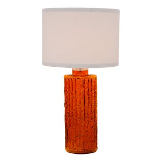Grand Orange Glass Table Lamp by Gustav Leek for Orrefors, Sweden For Sale
