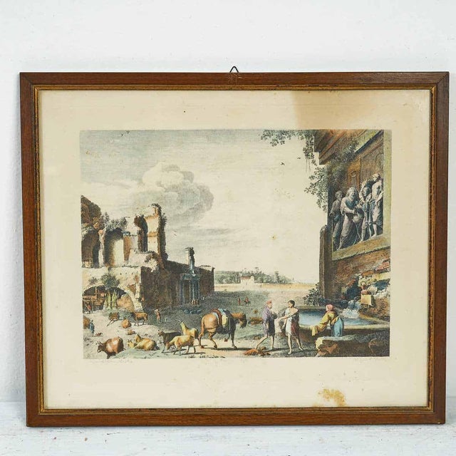 Landscape Scene with Classical Ruins, 2000s, Engraving, Framed For Sale - Image 5 of 5