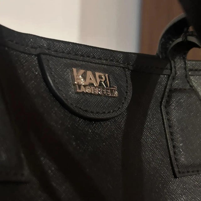 Modern 2010s Karl Lagerfeld Black Skin Bag For Sale - Image 3 of 9