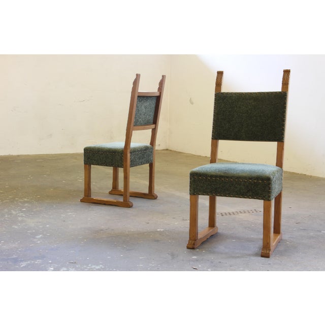 Vintage Danish Oak Dining Throne Chairs, 1954, Set of 4 For Sale - Image 6 of 18