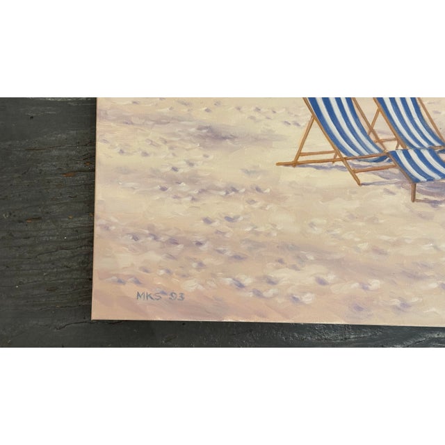 Textile Vintage Signed Oil on Canvas Titled "Day at the Beach" For Sale - Image 7 of 9