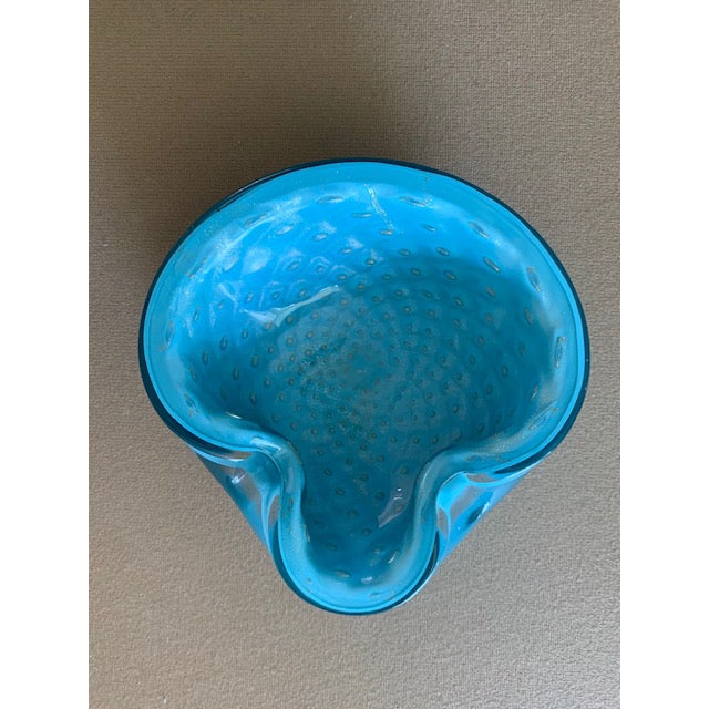 Vintage Mid Century Alfredo Barbini Turquoise Murano Bowl Chairish