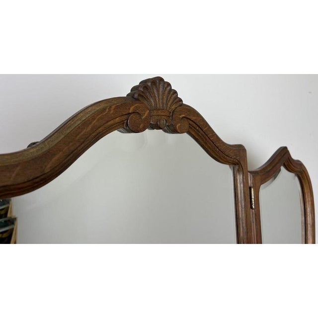 Vintage French Oak Dressing Table with Mirror For Sale - Image 6 of 16