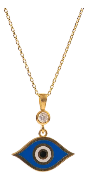 Celestial Protection Deep Blue Evil Eye Gold Necklace