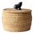 Vintage Basket With Lid and Carved Stone Handle For Sale