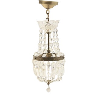 Brass and Crystal Petite Empire-Style Chandelier For Sale
