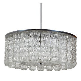 Glass and Chrome Chandelier For Sale