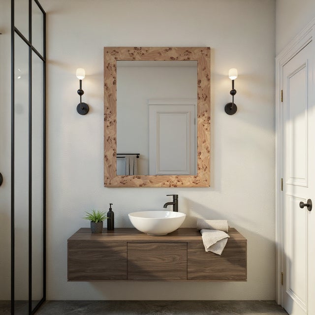 Contemporary Burled Vanity Mirror For Sale - Image 3 of 11