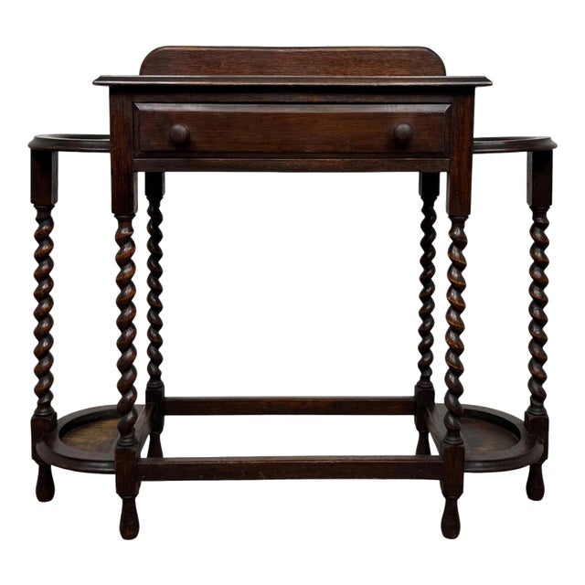 Antique Edwardian Oak Hall Stand, England For Sale