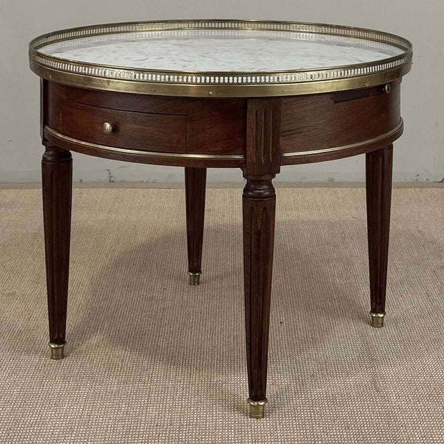 Antique French Louis XVI Mahogany Marble Top Bouillotte Table For Sale - Image 4 of 18