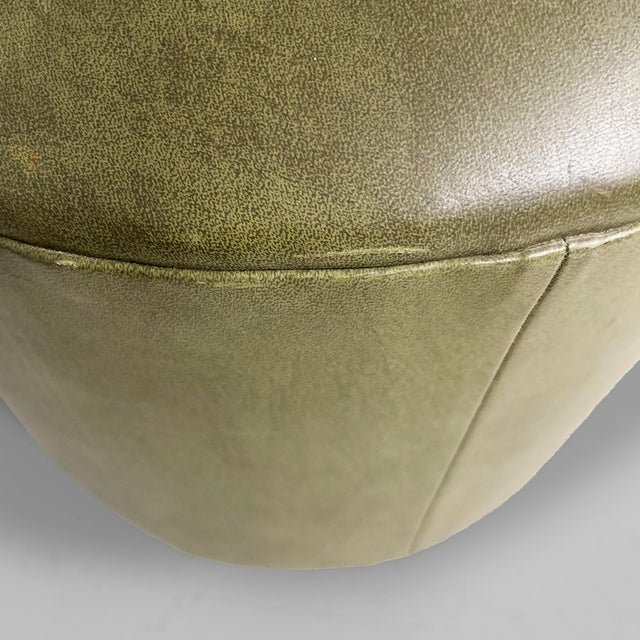 Italian Modern Green Faux Leather Pouf, 1970s, Set of 3 For Sale - Image 13 of 18