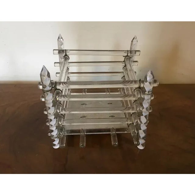 Antique Late 19th Century English Crystal Orchid Jardiniere Made of Crystal Rods with Mirror Insert For Sale - Image 10 of 13