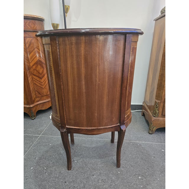 Brown Louis XV Style Bombé Commode with Half-Moon Marquetry Top, 1960s For Sale - Image 8 of 11