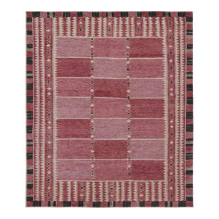 Rug & Kilim’s Scandinavian Style Rug with Pink Geometric Patterns - 12x15 For Sale