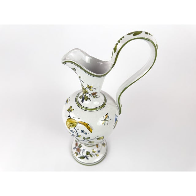 Lallier De Moustiers Hand-Painted Faience Ewer, France, Mid-20th Century For Sale - Image 13 of 15