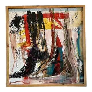 Vintage Original Abstract Oil on Canvas For Sale