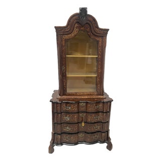 Dutch Inlaid Wood 2-Body Display Cabinet, 19th Century For Sale