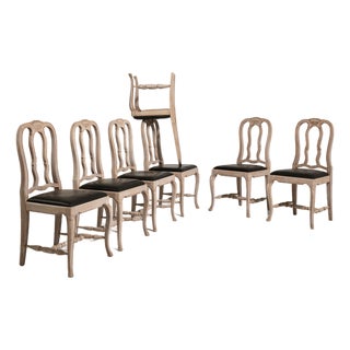 Mid 20th Century Set of Twelve Louis XV Dining Chairs with Upholstered Leather Seats For Sale