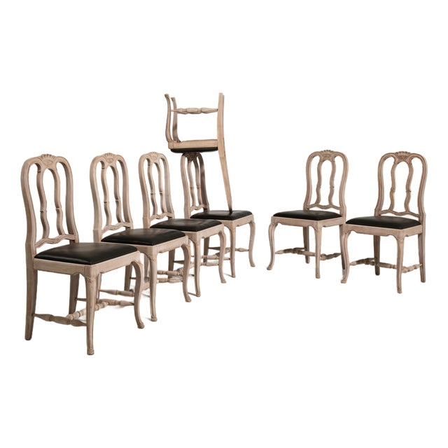Mid 20th Century Set of Twelve Louis XV Dining Chairs with Upholstered Leather Seats For Sale