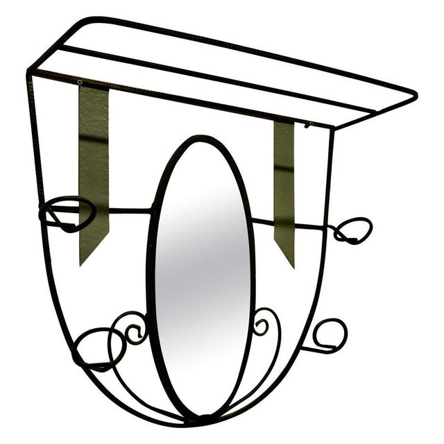 Gold French Hat and Coat Rack with Oval Mirror in Iron and Toleware, 1960 For Sale - Image 8 of 8