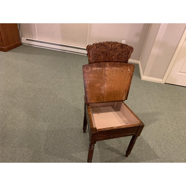 Vintage Hand Carved Wooden Hall Chair With Storage Seat For Sale In New York - Image 6 of 8