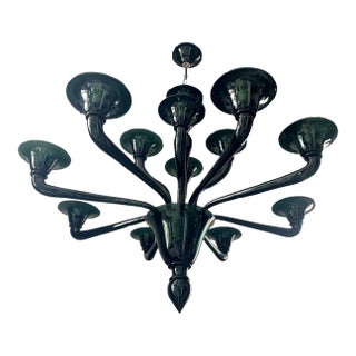 Translucent Green-Bottle Glass Chandelier, Contemporary Murano Style For Sale