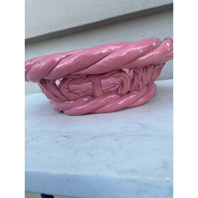 1950s Large Pink French Bowl or Basket Vallauris Circa 1950 For Sale - Image 5 of 6