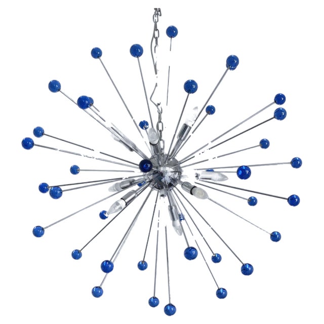 Blue Star Murano Glass Sputnik Chandelier by SimoEng For Sale