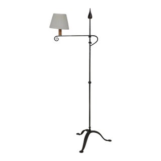 Jg Rempp Early American Hand Wrought Iron Adjustable Candelabra Floor Lamp For Sale